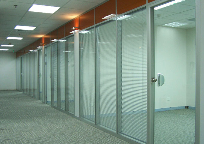 办公高隔间 100型双玻百叶办公室玻璃固定隔